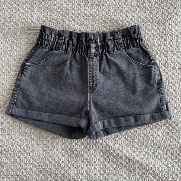 Wild Fable Women's High Waist Cotton Blend Black Denim Paperbag Shorts Size M - Picture 1 of 4